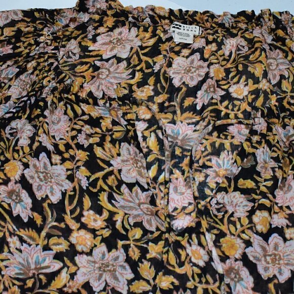 Billabong Sun Fire Printed Boho Peasant Long Sleeve Tassel Tie Top Size S - Picture 9 of 16